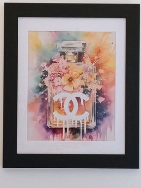 Pastel Watercolor Chanel Perfume Bottle Wall Art Print
